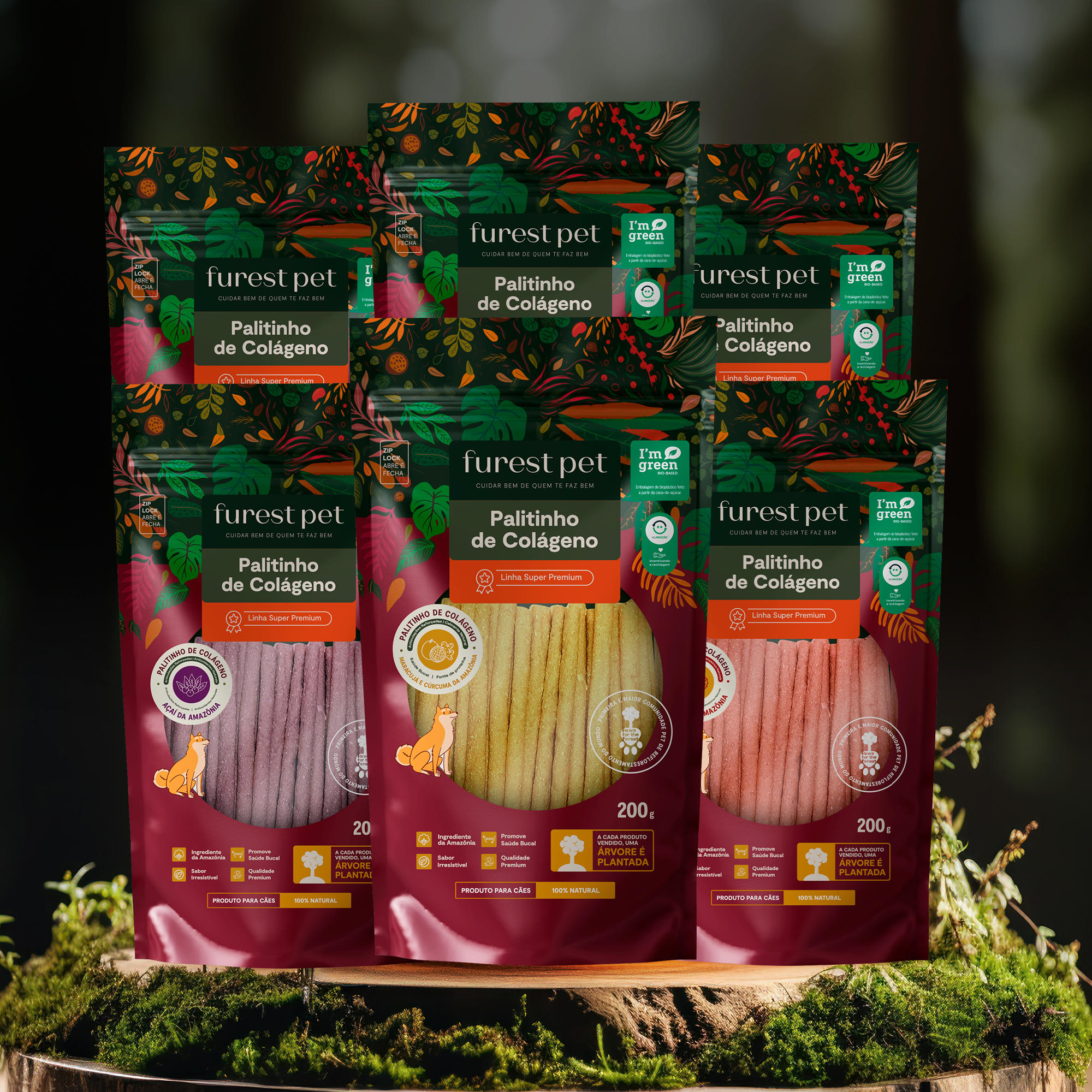 Kit 6 Palitinhos de Colágeno - Maracujá e Cúrcuma, Açaí e Urucum