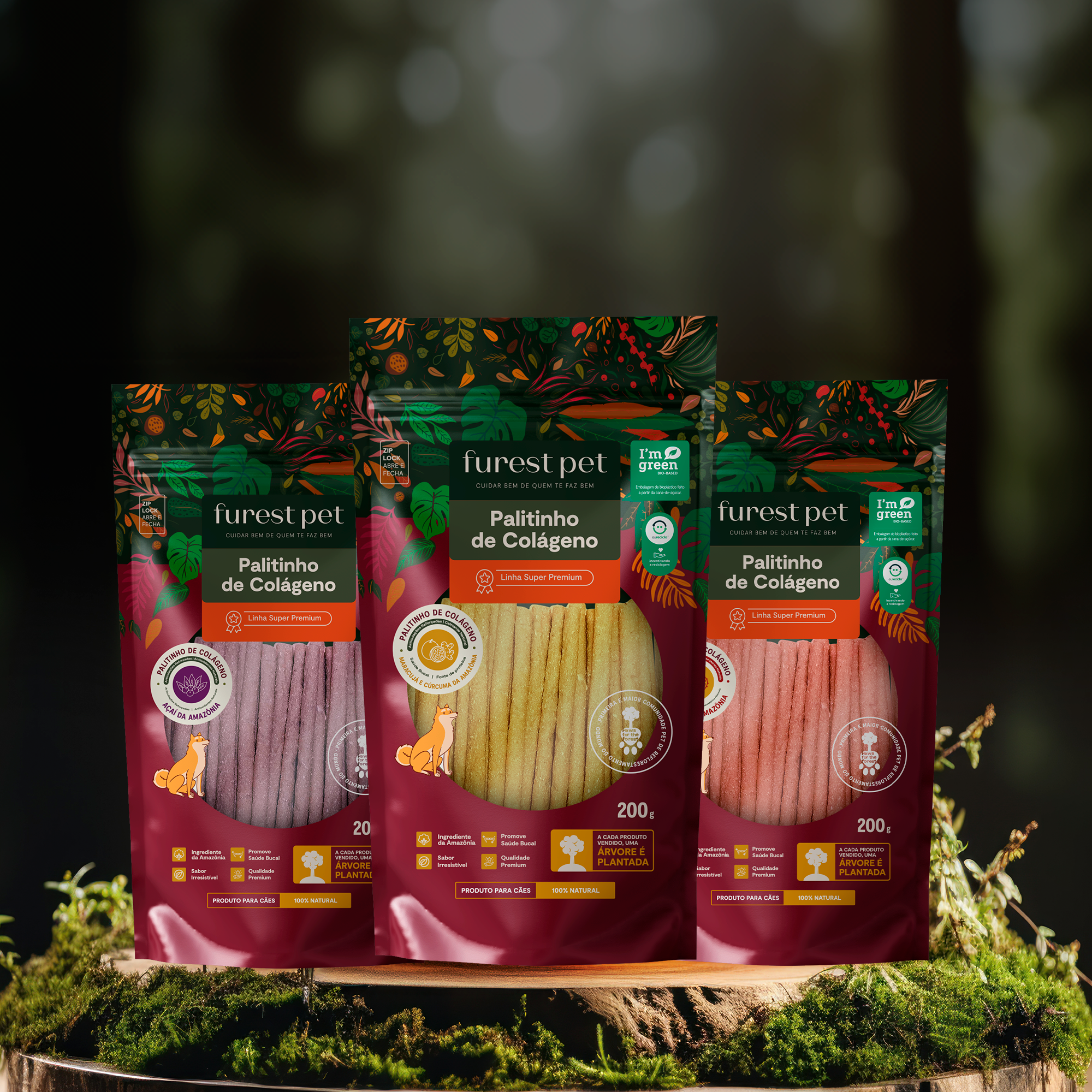Kit 3 Palitinhos de Colágeno - Maracujá e Cúrcuma, Urucum e Açaí